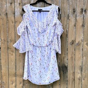 White House Black Market Floral Ruffle Sleeve Mini Dress